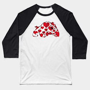 Bulldog Filled with Hearts Baseball T-Shirt